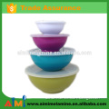 Plastic salad round bowl with PE lid , melamine serving bowl set